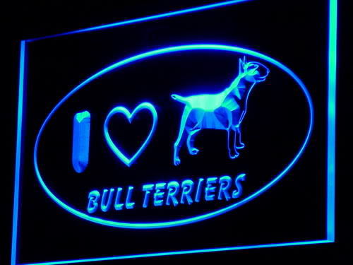 I Love Bull Terriers Dog Pet Shop Neon Light Sign